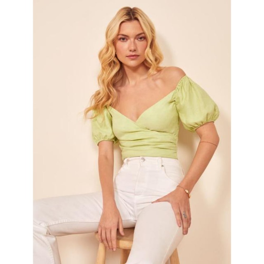 Reformation Framboise Top Lime Green